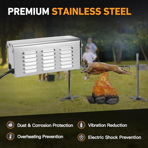 Kozlira Rotisserie Motor 40W Heavy Duty Spit Motor - Up to 100Lbs - Stainless Steel Electric Grill BBQ Motor Fit for Custom Spit Roasters or Upgrading a Current Spit Motor (115V) by Kozlira - Image 4