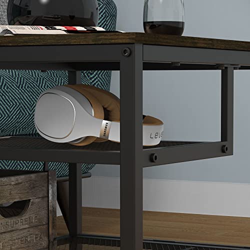 Wonstart Industrial Coffee Table With 2-Tier Storage Shelf For Living Room, Wood Rectangle Rustic Coffee Table, Strong Metal Frame, 31.5'' X 23.6'' X 16.5''(Brown) #TOP4