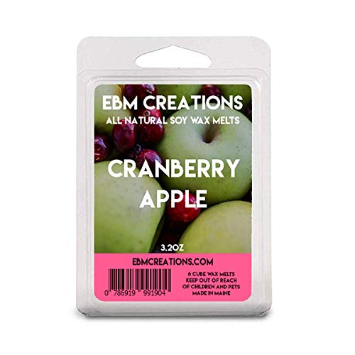 Cranberry Apple - Scented All Natural Soy Wax Melts - 6 Cube Clamshell 3.2oz Highly Scented!