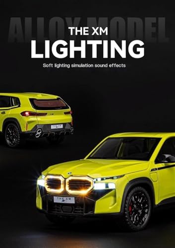 Image of WORSHIPER 1:24 B.M.W XM SUV Model Car Zinc Alloy Pull Back Toy Diecast Toy Cars with Openable Doors, Sound and Light for Kids Boy Girl Gift(Yellowish Green Color)