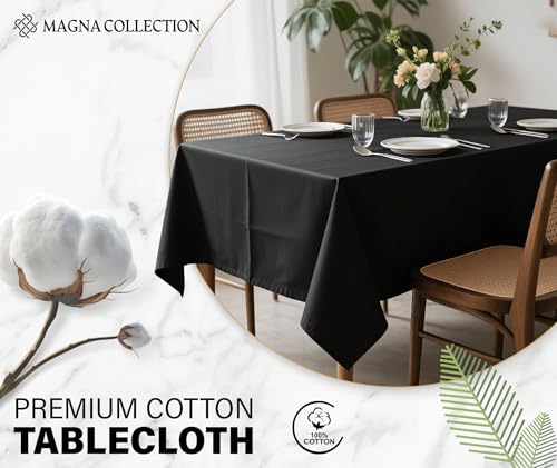 MAGNA COLLECTION Rectangular Table cloth 140x200 cm – 100% Cotton Black Tablecloth – Washable & Reusable – Ideal for Christmas, Dining, Parties and Seasonal Decor - Image 2