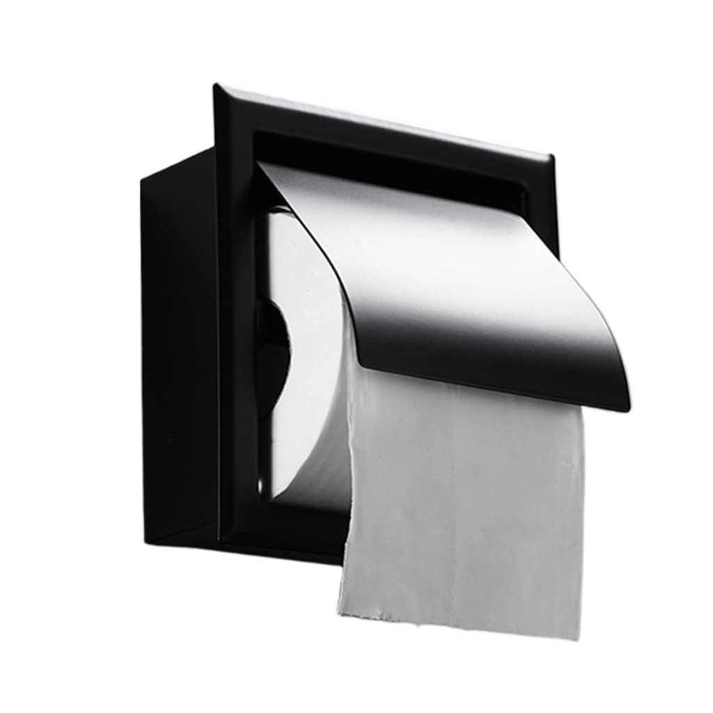 Portarotolo di Carta igienica da Parete, Porta fazzoletti, Porta Carta da Incasso, portarotolo in Acciaio Inox per Bagno, portarotolo da Parete (Singolo Nero)