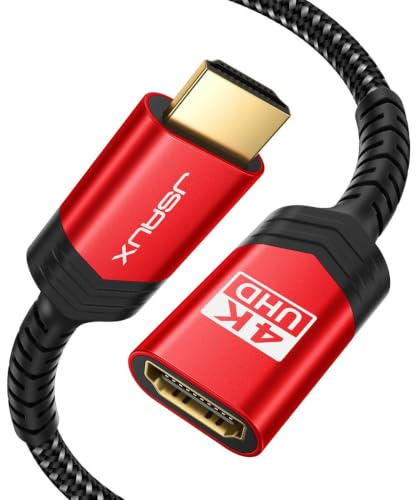 Image of JSAUX HDMI Extension Cable 10FT, 4K 60Hz High Speed Male to Female, PC-Red