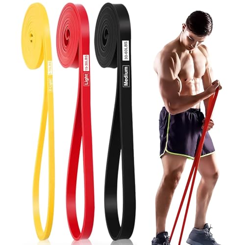 Ferizzia 3 Piezas Bandas Elasticas Musculacion, Bandas de Resistencia con 3 Niveles de Resistencia, Gomas Elasticas Musculacion, para Yoga, Pilates, Desarrollo Muscular, Pilates, Crossfit, Fitness