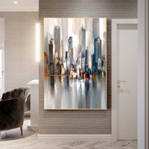 Impression sur toile moderne 80x110cm paysage urbain abstrait pour salon