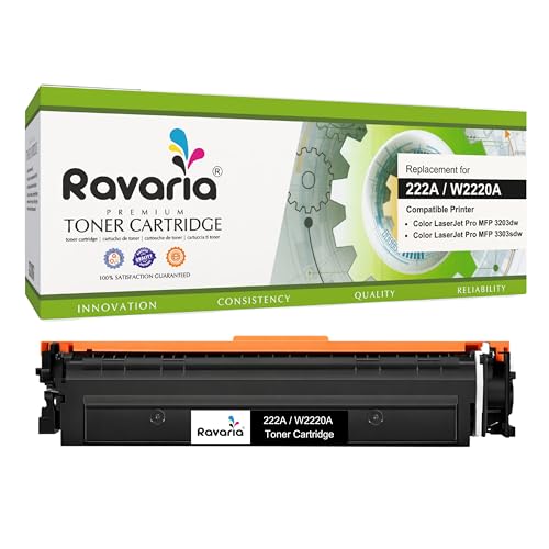 Image of 222A Compatible Black Toner Cartridge (with New Chip) for HP W2220A Replacement for HP Color LaserJet Pro MFP3 203dw 3303sdw Printer (222A Toner Black (W2220A)