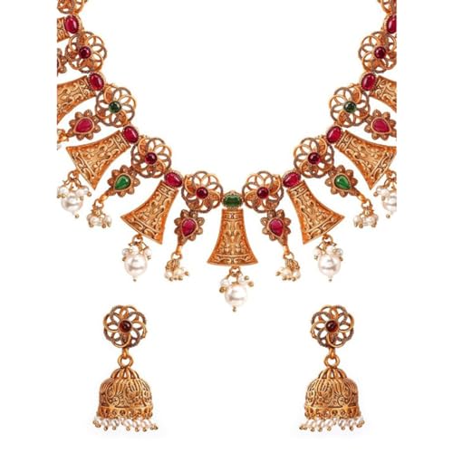 Image of Rubans Necklace Set American Diamond and Cubic Zirconia Ethnic Jewellery Gift for Women & Girls