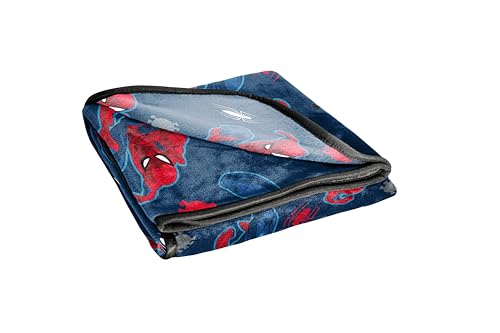 Image of Jay Franco Marvel Spiderman Plush Throw Blanket - Measures 50 x 60 Inches - Kids Super Soft Blue Fleece Superhero Bedding