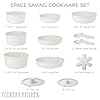 Country Kitchen Cookware Set with Removable Handle, Oven & RV Safe Pots and Pans Set, Cream, Deluxe Larger Set #2