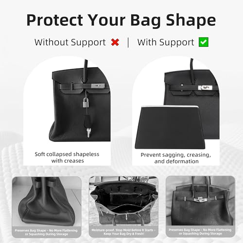 Image of DGAZ Purse Pillow Shaper Insert,Luxury Handbag Tote Shapers, Memory Foam- Fits Birkin 25 /30 /35 /40 Bag (Black, BK30 Retourne)