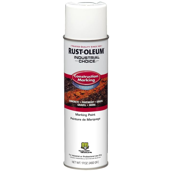 Image of Rust-Oleum Construction Marking Spray Paint, Water-Based, White | M1400 System, 17oz. Construction & survey marking; fast-dry inverted spray for pavement, soil, turf & utilities. Pack of 12.
