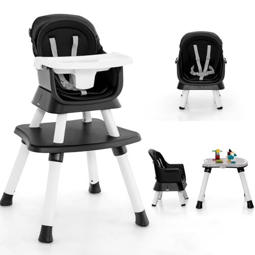 Image of GLACER 8 in 1 High Chair - Convertible Adjustable Baby High Chair with Removable Tray, Dual Cushions, Activity Table and Chair Set, Booster Seat, Stool, High Chairs for Babies and Toddlers