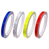 🚲 【Tamaño estándar】 El tamaño de cada rollo de cinta adhesiva es de 1 cm × 8 m (ancho x largo), es muy fácil de cortar al tamaño requerido. Simplemente corte el papel de liberación antes de usar la cinta. Hay 4 colores para elegir, rojo, blanco, azul y amarillo.