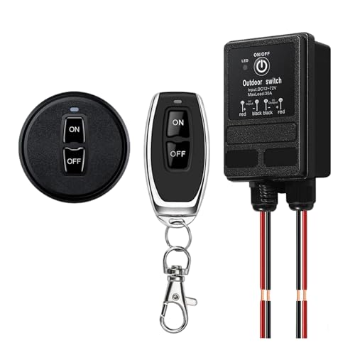 12V Relay Remote Switch Wireless Relay Switch DC 12V-72V Wireless Remote Switch 328ft Long Range IP65 Waterproof for Car Motor Lamps LED Lights Fans(DC12V Switch XY)