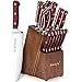 Knife Set, 15-Piece Kitchen Knife Set with Oakwood Block Wooden, Manual Sharpening for Chef Knife Set, German Stainless Steel, Emojoy