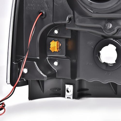 Image of GRAND ORANGE LED DRL Headlights Compatible with 2005 2006 2007 Ford F250 F350 F450 F550 Super Duty Fit 2005 Ford Excursion Clear lens Chrome Housing Amber Reflector