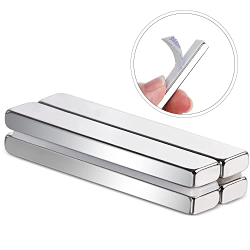 Image of MIKEDE Magnets, 12 Pack Neodymium Bar Magnets with Double-Sided Adhesive, Strong Magnet Heavy Duty Magnetic Strips, Powerful Rare Earth Metal Magnet for Locker, Fridge, Office - 60x10x5 mm