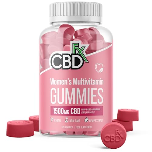 CBDfx 1500mg CBD High Strength Womens Multivitamin Vegan Gummies Vitamin A C D3 E B6 B12 Biotin Calcium and Zinc 60x Bottle (30 Days)