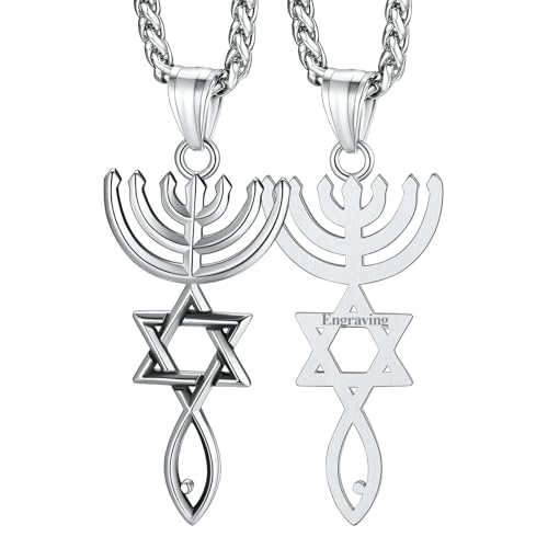 FaithHeart David of Star Necklace for Men Women, Jewish Star Pendant Necklace Stainless Steel Hebrew Amulet Jewelry, Gift Box 01. Classic-Black