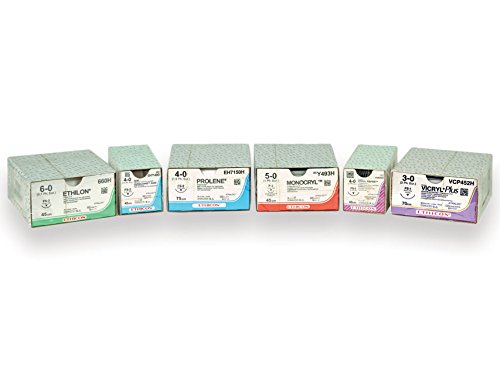 ETHICON - PROLENE blau pigmentierte Monofilamentnähte, steril, nicht resorbierbar, 6/0 PC-3, Packung mit 36 Stück, 22322