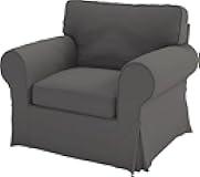 Custom Slipcover Replacement Ektorp Chair Sofa Polyester Flax Cover Replacement is Custom Made Slipcover Compatible for IKEA Ektorp Armchair (Polyester Deep Gray Chair)