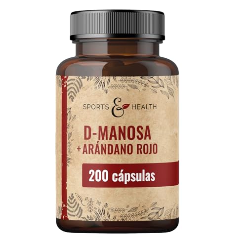 Cápsulas de D-Manosa y Arándano Rojo – 200 cápsulas veganas – con D-Manosa en polvo y arándano – 500 mg por dosis diaria