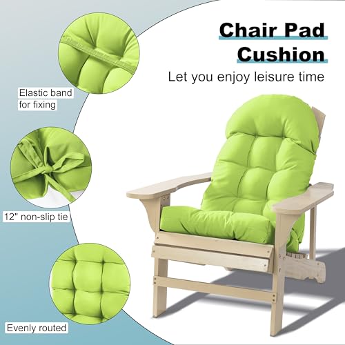 Image of Adirondack Chair Cushion, Rocking Chair Cushion 44x19.4x4 inch, High Back Patio Cushions of Upper and Lower with Ties, Sunscreen and Fade-Resistant (Sharp Green, 1)