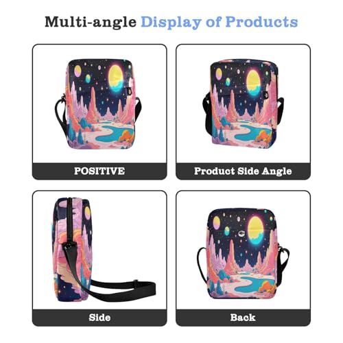 Planet Magic Scene cute messenger bag crossbody bag small crossbody purse Adjustable Strap for Travel outdoor sports4
