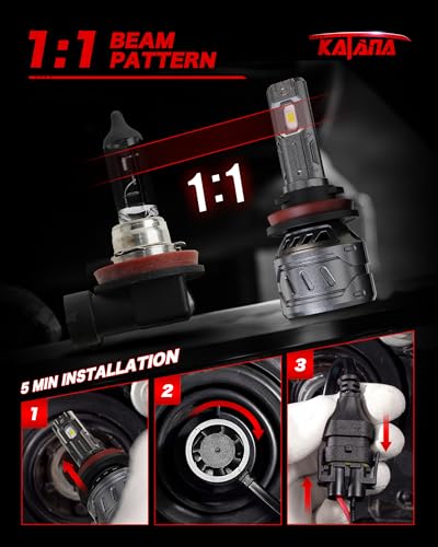 Image of KATANA H11 Bulb,H9 H8 400% Brightness White Plug and Play 1:1 Size of Fog 2