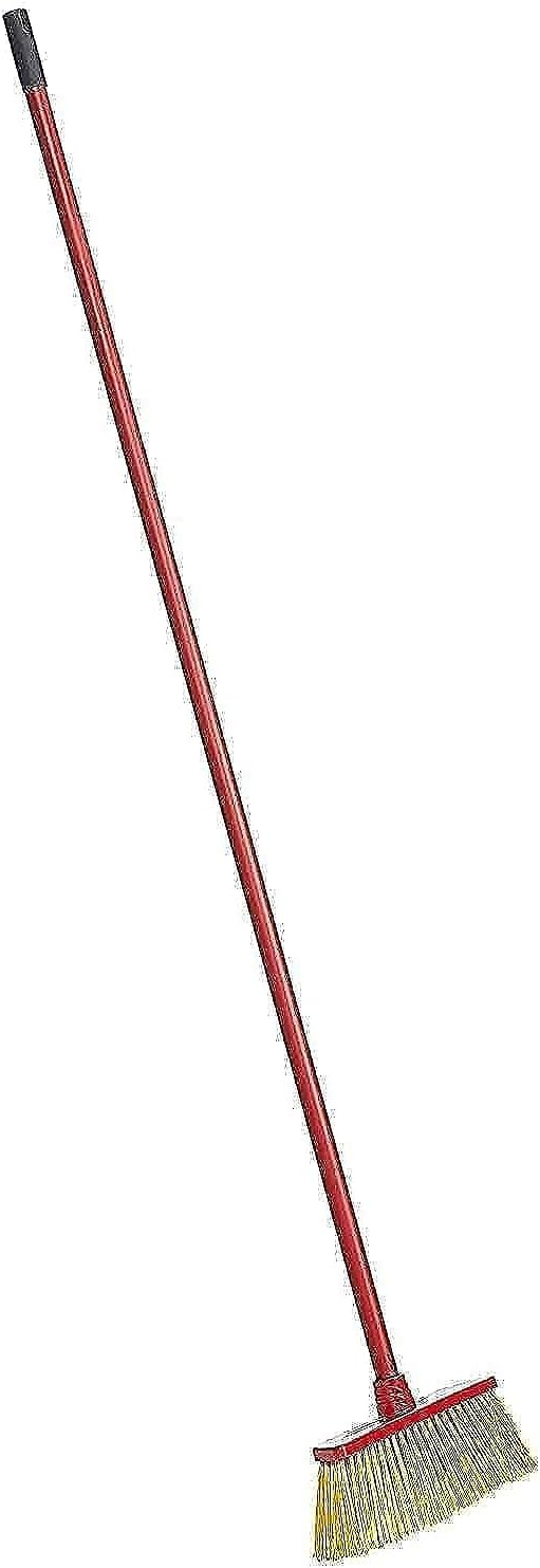 Vileda Outdoor Floor Broom with Stick, Trapezoidal Shape, Rough surfaces, Sweeping Up Rubbish, Weather-Resistant, Easy To Clean, Red & Yellow, 33 x 6 x 140 Cm