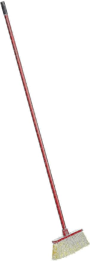 Vileda Outdoor Floor Broom with Stick, Trapezoidal Shape, Rough surfaces, Sweeping Up Rubbish, Weather-Resistant, Easy To Clean, Red & Yellow, 33 x 6 x 140 Cm