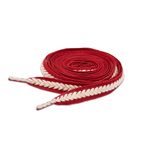 Lilybekind 3/5' Wide Thick fat shoe laces for sneakers boots flat replacement shoelaces shoe strings (Red white, 120cm)