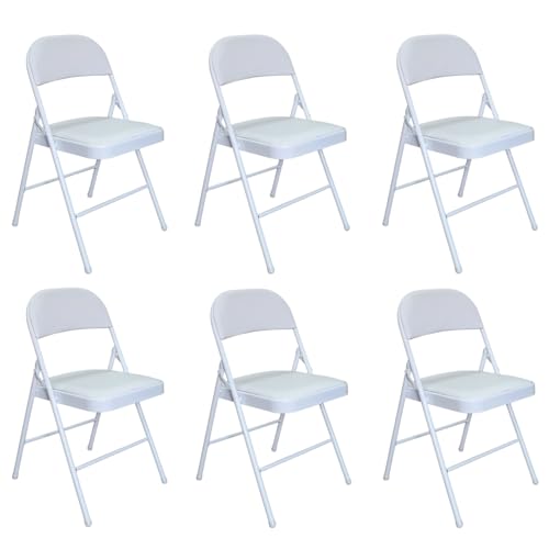Marvin Set 6 Sedie Pieghevoli Kant in Metallo Imbottite Salvaspazio, Compatte e Resistenti, Richiudibili per Eventi, Ufficio, Cucina, Sala Riunioni (Bianco)