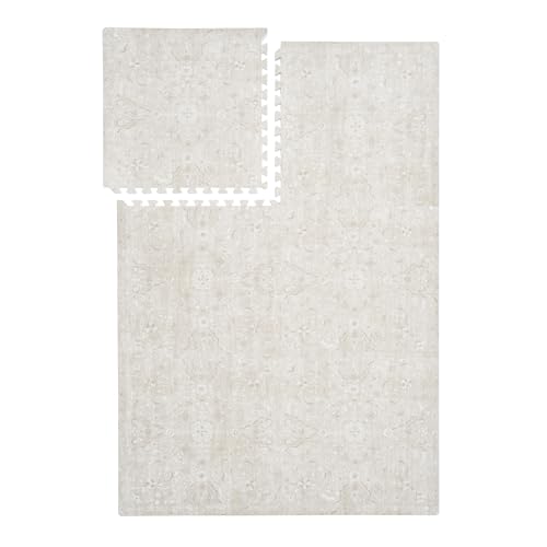 PopsyKosy Premium Exercise & Baby Foam Play Mats - Stylish & Large Non-Toxic Odorless Floor Mat - 6 Tiles - Spacious 6ft x 4ft - Peel-Resistant Reinforced - Soft Thick, Waterproof - Pearl Beige