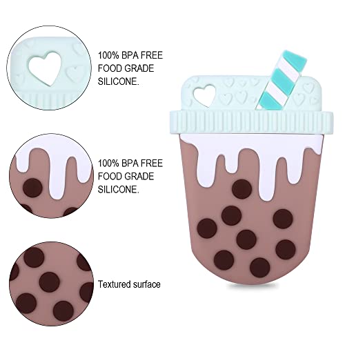Image of Baby Silicone Teether,Sensory Chew Toys,BPA Free Soft and Effective Infant Teething Pain Relief Toys,Freezer Safe,Food Grade Silicone,Best Shower Gift for Boys and Girls (Bubble Tea)