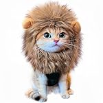 Lion Mane Wig for Cat Costume Pet Adjustable Washable Comfortable Fancy Lion Hair Cat Clothes Dress for Halloween Christmas Easter Festival Party Activity (Brown)