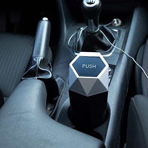 Image of Ginsco Car Trash Can with Lid, Cup Holder Garbage Can for Car, Garbage Bin Cars Accessories for Interior, Leakproof Small Trash Bin, Mini Trash Can for Cars, Home, Office (2, Silver)