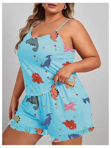 Image of SOLY HUX Women's Plus Size Pajama Set Cute Cartoon Print Sleepwear Cami Top and Shorts Loungewear