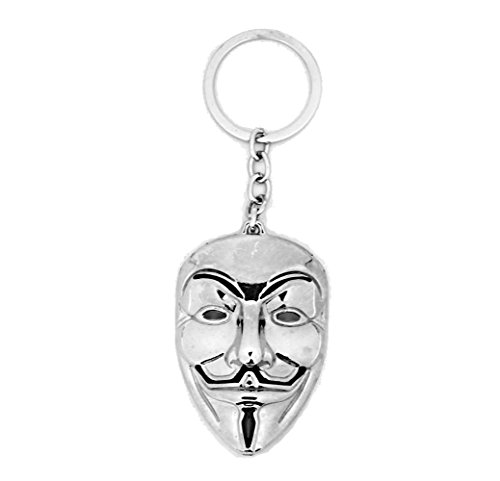 Anonymous argent brillant porte clé Masque Guy Fawkes V for Vendetta C1C