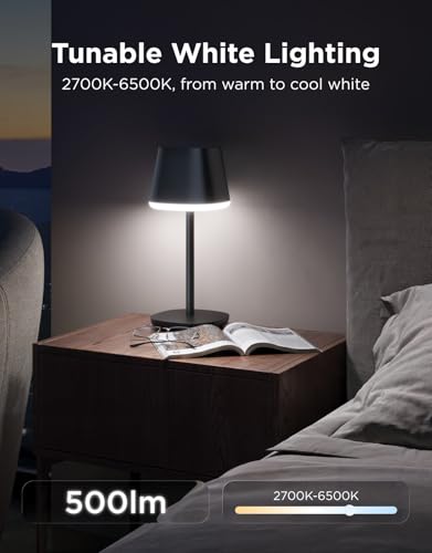 Govee Smart Cordless Table Lamp Classic (No Adapter), RGBIC Rechargeable Table Lamp for Bedroom, Living Room, Portable Desk Lamp Works with Matter, LED Bedside Lamp with 72 Scenes Modes, Timer, 500lm - Image 5