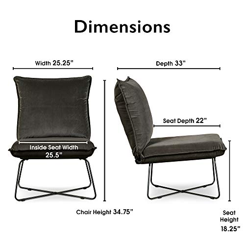 Sillón sin brazos moderno gris oscuro miniatura 3