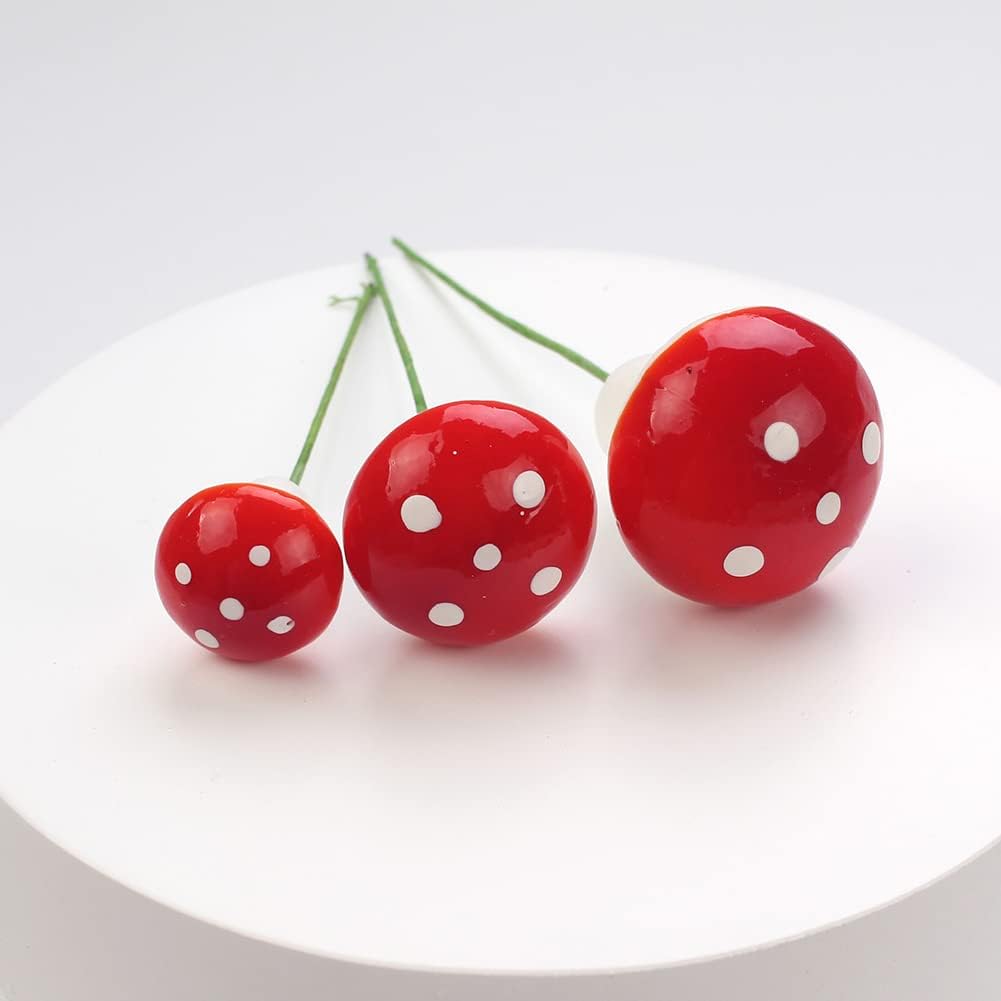 100 Pcs 2cm Mini Foam Mushroom Ornaments for Miniature Gardens, Fairy Gardens, and Home Decor