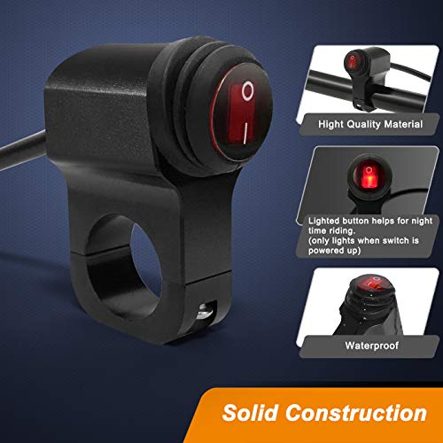 Atv Light Switch 12V Handlebar Switch Waterproof Motorcycle Light Switch Cnc Aluminum Alloy Handlebar Toggle Switch For Motorcycle Atv Utv- Fits 7/8" Handlebars (22Mm) Red 1 Piece #TOP2