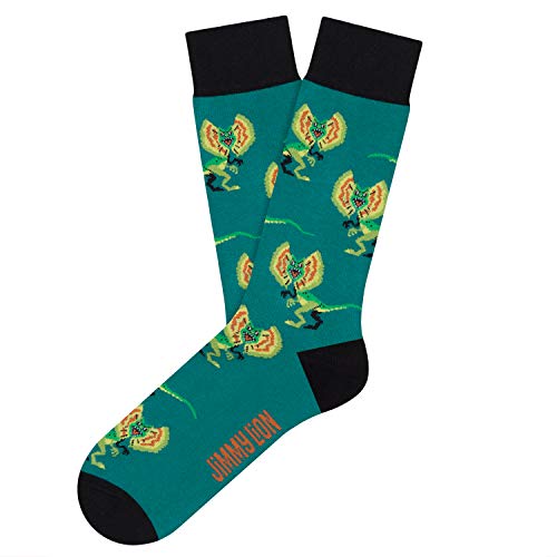 Jimmy Lion Calcetines para Hombre y Mujer Turquesa Jurassic Dilopho Talla 36-40. Media caña en...