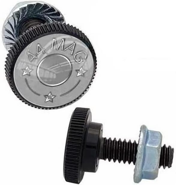 2 SM Black Knurled - License Plate Frame Fastener Tag Bolts - 44 MAG Bullet S Style-9856-3152
