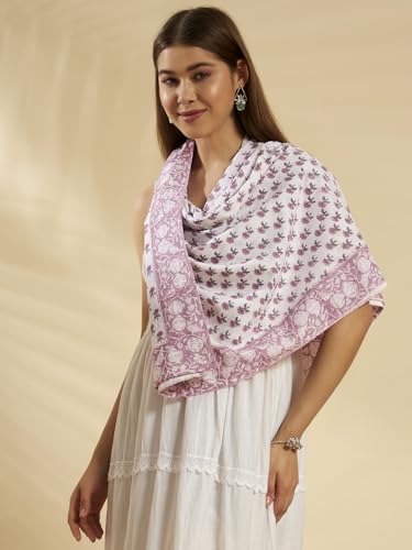Image of Ravaiyaa - Attitude is everything Sanganer Hand Block Printed Scarves Pure Cotton Scarf Square Hijab Dupatta 40 inch X 40 inch Inch