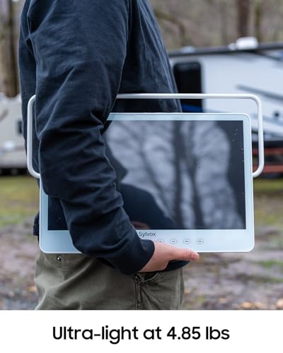 SYLVOX 15.6\" Portable TV, 1080P Smart TV, 10000mAh Battery (6H), Rechargeable, IP66 Waterproof, Supports Apps & Voice Control. Perfect for RV, Kitchen, Camper & More