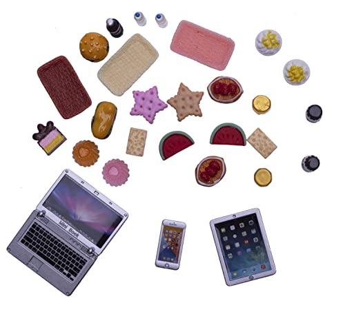 Togudot Dollhouse Laptop Tablet Miniature Phone Mini Food Toys Miniatures Furniture Accessories Diy Doll House Accessory Decoration Tiny Computer Cake Drink Bottles Hamburger Ornaments 1 12 Scale #TOP5