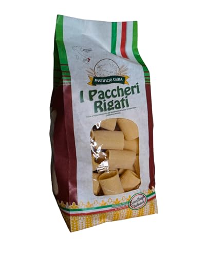 Pastificio Gioia – Paccheri Rigati – Nudeln Handgemachte Pasta Hartweizengrieß 500g – Italienische Spezialitäten Lebensmittel Feinkost Delicatessen – Kalabrische Spezialität