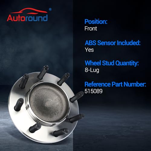Autoround 515089 RWD Front Wheel Bearing and Hub Assembly Fit for 2003 2004 2005 Dodge Ram 2500 3500, 8 Lug w/ABS by Autoround - Image 3
